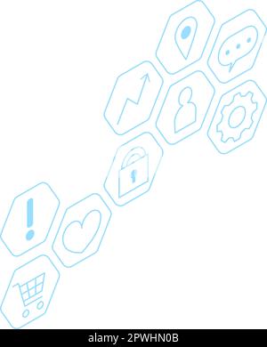 Isometrisches Diagramm mit einfachen Symbolen, Vektordarstellung Stock Vektor