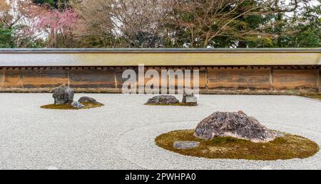 Zen Rock Garden im Ryoanji-Tempel in Kyoto, Japan Stockfoto