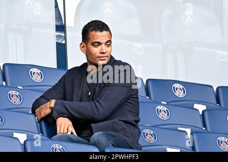 Paris, Frankreich. 30. April 2023. Terence Telle während des Ligue 1 Uber-Fußballspiels zwischen dem FC Lorient und Paris Saint Germain (PSG) am 30. April 2023 im Parc des Princes Stadion in Paris, Frankreich. Kredit: Victor Joly/Alamy Live News Stockfoto