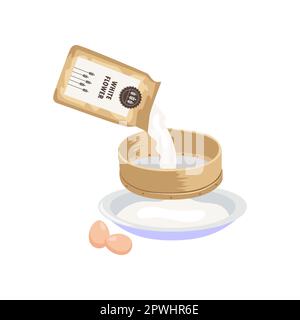 Kuchenzubereitung, Cartoon-Illustration im zweiten Schritt Stock Vektor