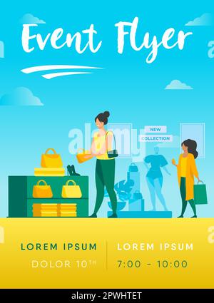 Weibliche Kunden kaufen in einem Kleiderladen ein Stock Vektor