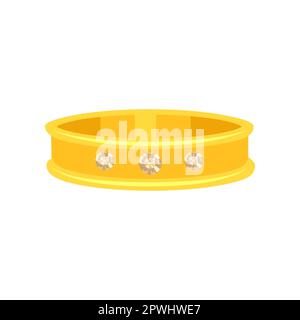 Goldener Verlobungsring mit weißen Edelsteinen Stock Vektor