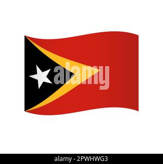 Osttimor-Flagge - einfaches Wavy-Vektorsymbol mit Schattierung. Stock Vektor