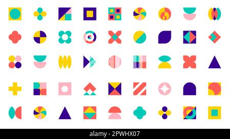 Kachelsatz mit geometrischen Mustern. Einfache Geometrieform. Stock Vektor