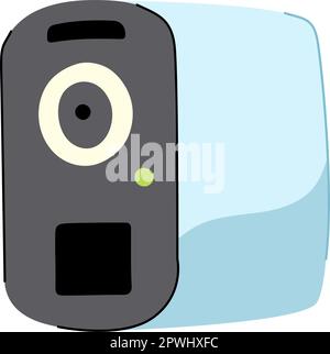 Überwachungskamera-Cartoon. Private überwachungskamera, Videoüberwachungskamera-Schild. Darstellung isolierter Symbolvektoren Stock Vektor