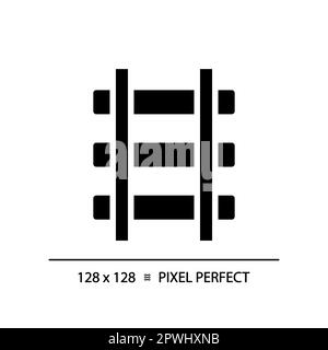 Schienen pixelförmiges schwarzes Glyphensymbol Stock Vektor