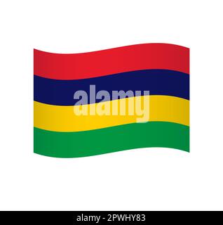Mauritius-Flagge - einfaches wellenförmiges Vektorsymbol mit Schattierung. Stock Vektor