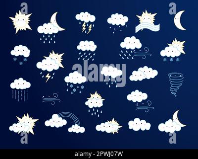 Symbole mit Wetterbedingungen Stock Vektor