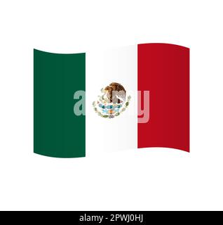 Mexikanische Flagge – einfaches wellenförmiges Vektorsymbol mit Schattierung. Stock Vektor