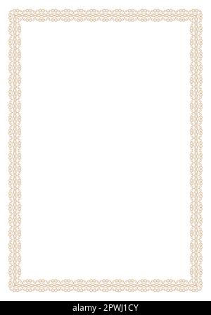 Goldener Rahmen im Vintage-Stil. Schöner Rahmen für Dokumente, Einladungen, Diplome. Stock Vektor