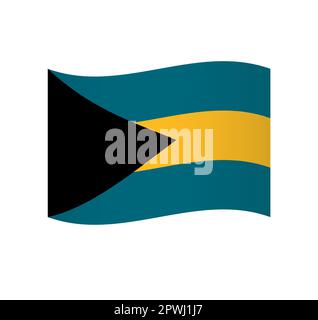 Bahamas-Flagge - einfaches Wellenvektorsymbol mit Schattierung. Stock Vektor