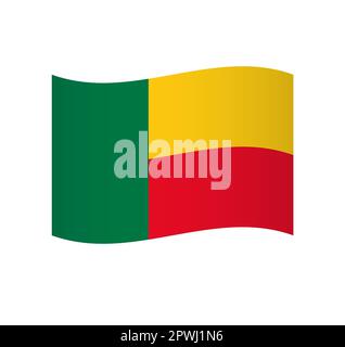 Benin-Fahne - einfaches Wellenvektorsymbol mit Schattierung. Stock Vektor