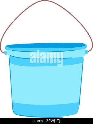 Saubere Plastikeimer-Zeichentrickfilme. Verpacken Sie Lebensmittel, Verpackungsbehälter, Kunststoffeimer, Schild. Darstellung isolierter Symbolvektoren Stock Vektor