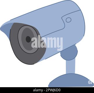 Systemüberwachungskamera-Cartoon. Kontrolltechnik, Überwachungs-Sicherheitskamera-Schild. Darstellung isolierter Symbolvektoren Stock Vektor
