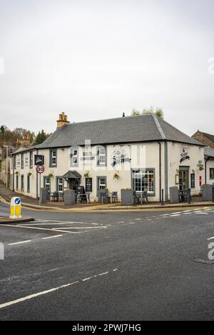 Das Dorf Scone außerhalb von Perth Schottland, wo sich der Stein des Scone, der Stein des Schicksals und der Krönungsstein im Scone Palace befinden. Stockfoto