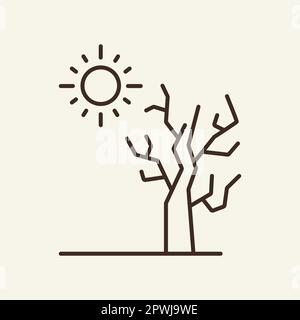 Trocknen Sie den Baum unter dem Symbol „Sonnenlinie“ Stock Vektor