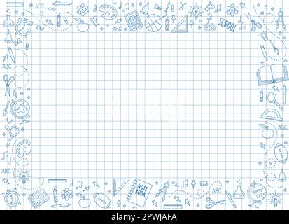Rahmen mit Schulbedarf Stock Vektor
