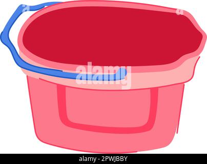 Plastikeimer-Cartoon. Schild für Lebensmittelverpackungen, Behälterverpackungen, Kunststoffeimer. Darstellung isolierter Symbolvektoren Stock Vektor