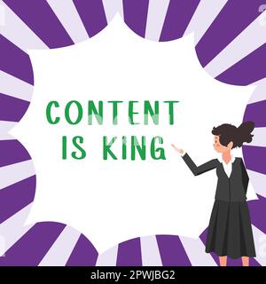 Inspiration Anzeigen von Werbeschildern Inhalt ist König, Business Showcase Inhalt ist das Herzstück der heutigen Marketingstrategien Stockfoto