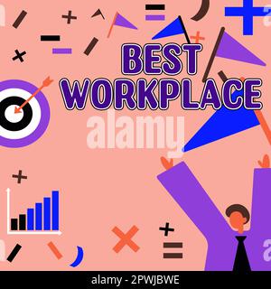 Schreiben mit Text „bester Arbeitsplatz“, Konzept für ideales Unternehmen, um stressfrei mit hoher Kompensation zu arbeiten Stockfoto