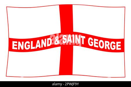 Die Flagge von England und St. Georg mit Text winken Stockfoto