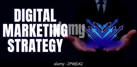 Textunterschrift Präsentation der digitalen Marketingstrategie, Business-Showcase-Services, die digitale Kanäle nutzen, um Kunden zu erreichen Stockfoto