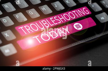 Textsymbol zeigt Fehlerbehebung, Business Showcase eine Handlung der Untersuchung oder des Umgangs mit den Problemen ist aufgetreten Stockfoto