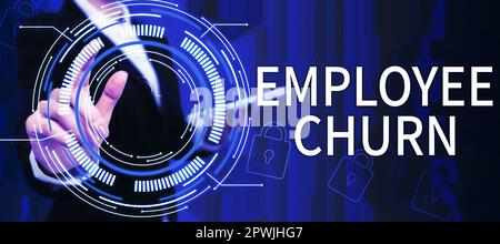 Handgeschriebener Text Mitarbeiterabwanderung, Unternehmen zeigt Änderungsrate vorhandener Arbeiten gehen verloren und werden neu hinzugefügt Stockfoto