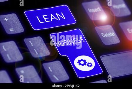 Schild mit der Aufschrift Lean Business, Word für die Verbesserung der Abfallminimierung ohne Einbußen bei der Produktivität Stockfoto
