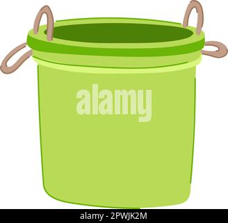 Leere Plastikeimer-Zeichentrickfilme. Schild für saubere Verpackung, Lebensmittelverpackung, leerer Kunststoffeimer. Darstellung isolierter Symbolvektoren Stock Vektor