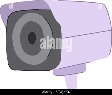 Überwachungskamera-Cartoon. Überwachungskamera privat, überwachungskamera-Schild. Darstellung isolierter Symbolvektoren Stock Vektor