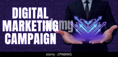 Handschriftliches Schild Digitale Marketingkampagne, Konzept bedeutet Social Media Promotion Content Management Stockfoto