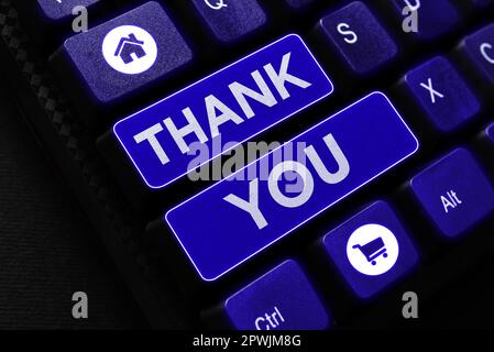 Schreiben Text anzeigen Vielen Dank, Wort geschrieben über etwas Gutes oder Gruß auf angenehme Art und Weise Stockfoto