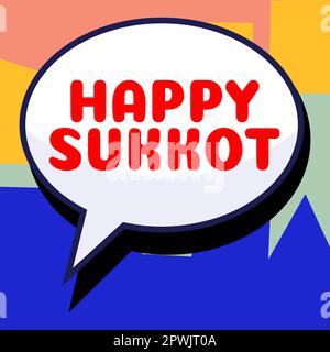 Handgeschriebenes Schild Happy Sukkot, Konzept bedeutet Irland Feier grüne Glücksbringer und Klee Stockfoto