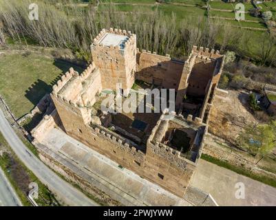 Die mittelalterliche Burg Yanguas in der Provinz Soria Spanien. Draufsicht Stockfoto