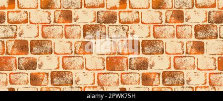 Backsteinwand mit nahtlosem Muster in Orange. Vektordarstellung Stock Vektor