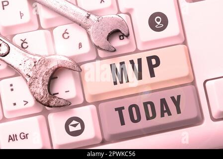 Handschriftlicher Text MVP, Internet Concept Investment Strategy zum Erwerb von Aktien mit anderen Investoren Stockfoto