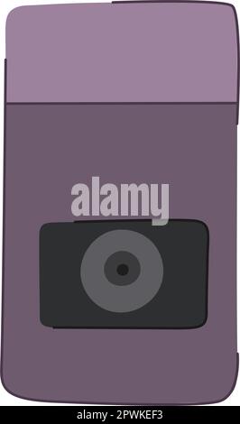Sicherheitskamera Cartoon. Systemsteuerung, Technologie Sicherheitskamera-Schild. Darstellung isolierter Symbolvektoren Stock Vektor