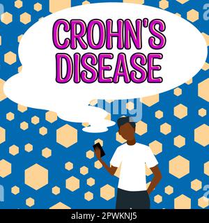 Schild zeigt Morbus Crohn, Business zeigt entzündliche Erkrankung des Magen-Darm-Trakts Stockfoto