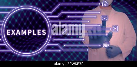 Beispiele für handgeschriebene Schilder, Beispielmodell für Business Showcase, um beispielsweise der Erklärung des Leitfadens zu folgen Stockfoto