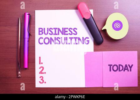 Inspiration showing sign Business Consulting, Business Showcase verbindet Praxis der akademischen theoretischen Expertise Stockfoto