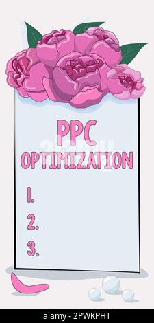 Handschrifttext PPC-Optimierung, Internetkonzept Verbesserung der Suchmaschinenplattform für Pay-per-Click Stockfoto