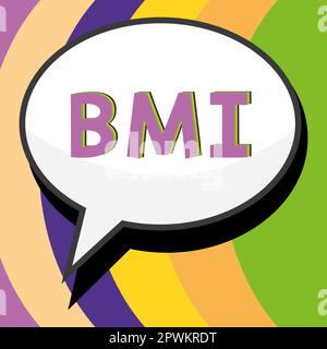 Konzeptionelle Darstellung des BMI, Konzeptbedeutung Methode zur Schätzung des Körperfettgehalts auf Basis von Gewicht und Größe Stockfoto