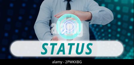 Schreiben Anzeigen des Textstatus, Word für eine Situation zu einem bestimmten Zeitpunkt während einer Position als Process Professional Stockfoto