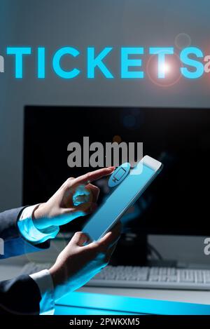 Handgeschriebene Textkarten, Word für Kleinpapier, gekauft, um Zugang zu Service oder Show zu bieten Stockfoto