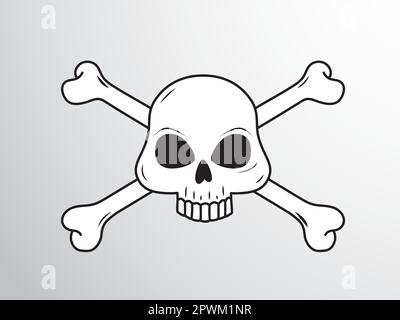Knochen und Schädel mit schwarzen Linien gezeichnet Stock Vektor