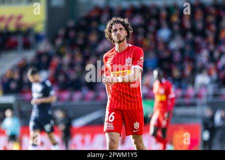 Farum, Dänemark. 30. April 2023. Rocco Ascone (36) vom FC Nordsjaelland, gesehen während des Superliga-Spiels 3F zwischen FC Nordsjaelland und Aarhus GF rechts vom Dream Park in Farum. (Foto: Gonzales Photo/Alamy Live News Stockfoto