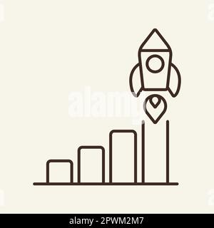 Symbol für Rakete in Diagrammlinie Stock Vektor