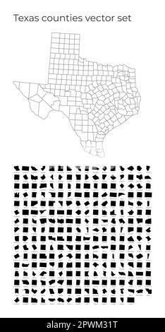 Texas Karte mit Formen von Regionen. Leere Vektorkarte des US-Bundesstaates mit Grafschaften. Borders of the US State für Ihre Infografik. Vektorabbildung. Stock Vektor