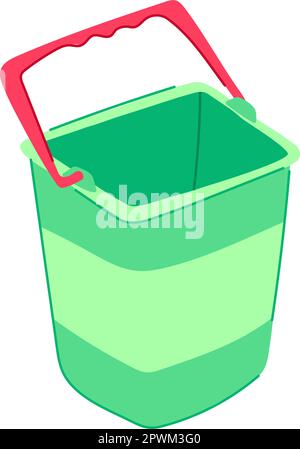 Verpacken von Plastikeimer-Cartoon. Behälterprodukt, realistische Behälterverpackung, Plastikeimer-Schild. Darstellung isolierter Symbolvektoren Stock Vektor